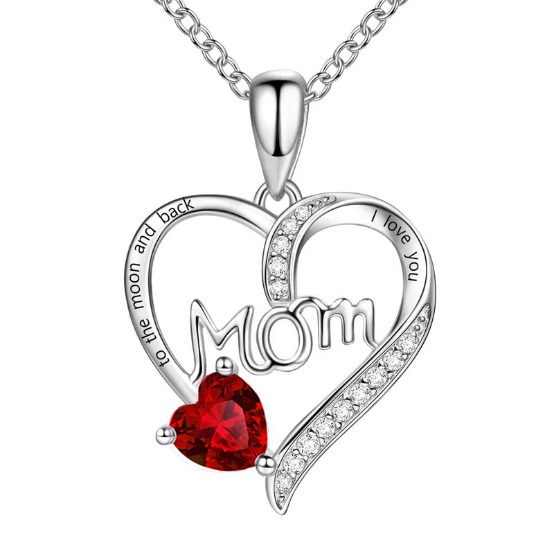 Mother's Day Gifts Love Heart Pendant Necklaces I Love You Mom to The Moon and Back