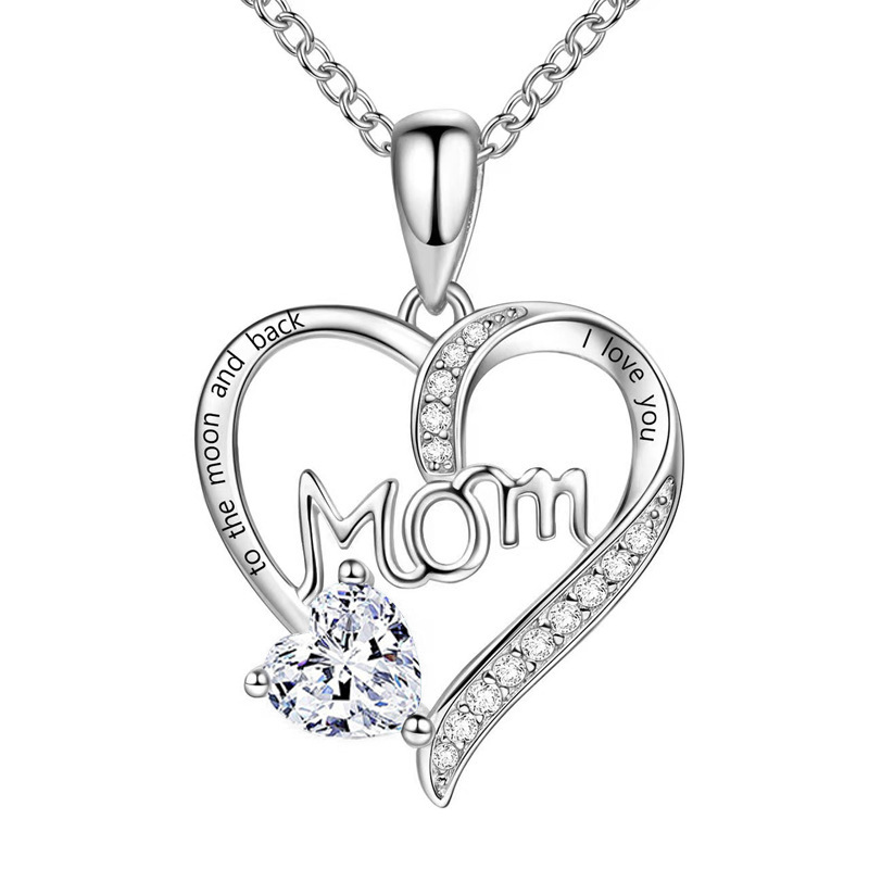 Mother's Day Gifts Love Heart Pendant Necklaces I Love You Mom to The Moon and Back