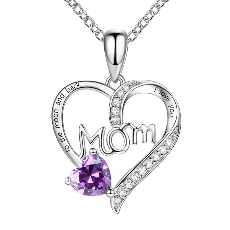 Mother's Day Gifts Love Heart Pendant Necklaces I Love You Mom to The Moon and Back