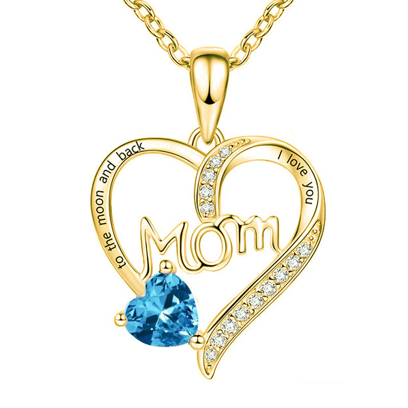 Mother's Day Gifts Love Heart Pendant Necklaces I Love You Mom to The Moon and Back