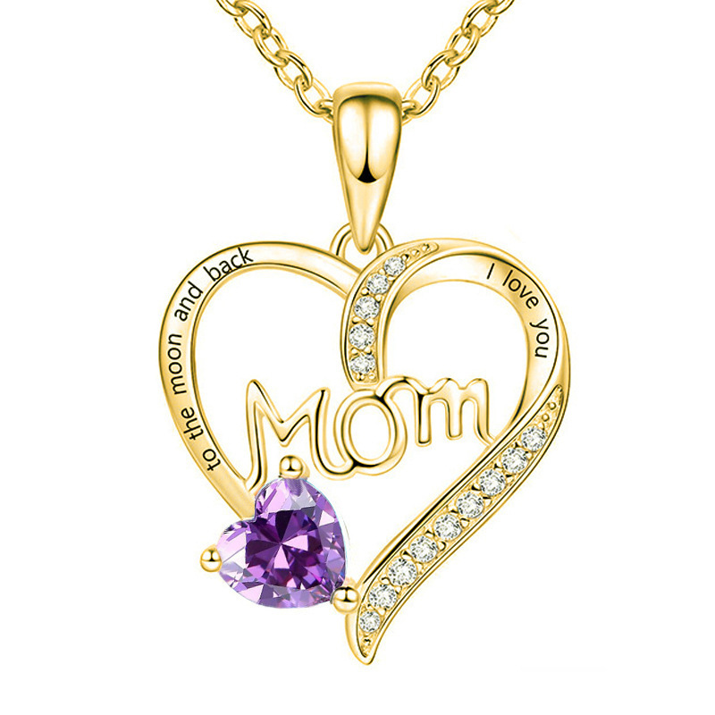 Mother's Day Gifts Love Heart Pendant Necklaces I Love You Mom to The Moon and Back