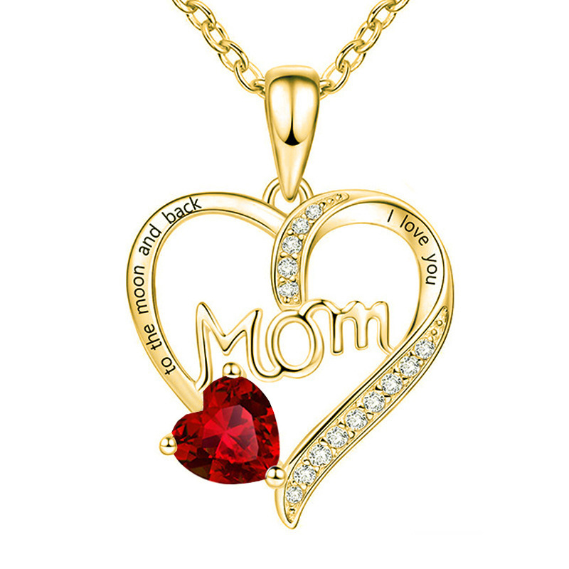 Mother's Day Gifts Love Heart Pendant Necklaces I Love You Mom to The Moon and Back