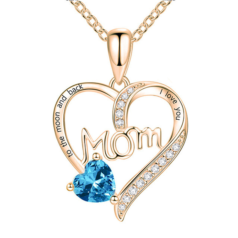 Mother's Day Gifts Love Heart Pendant Necklaces I Love You Mom to The Moon and Back