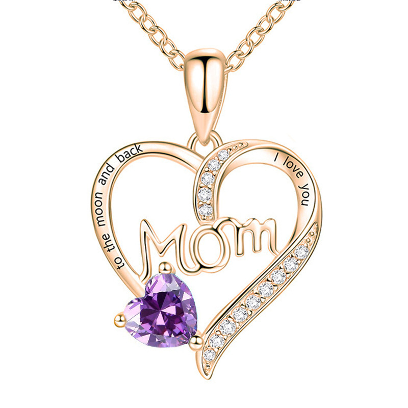 Mother's Day Gifts Love Heart Pendant Necklaces I Love You Mom to The Moon and Back