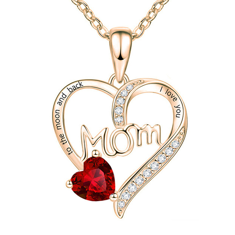 Mother's Day Gifts Love Heart Pendant Necklaces I Love You Mom to The Moon and Back
