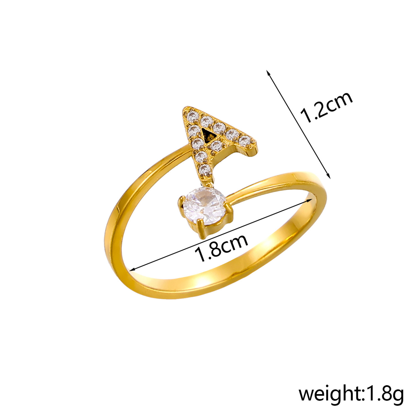 Dainty Initial Ring Adjustable Open Alphabet Letter Ring Cubic Zirconia Personalized Stackable Ring Gold/Silver Plated Women's Jewelry Gift