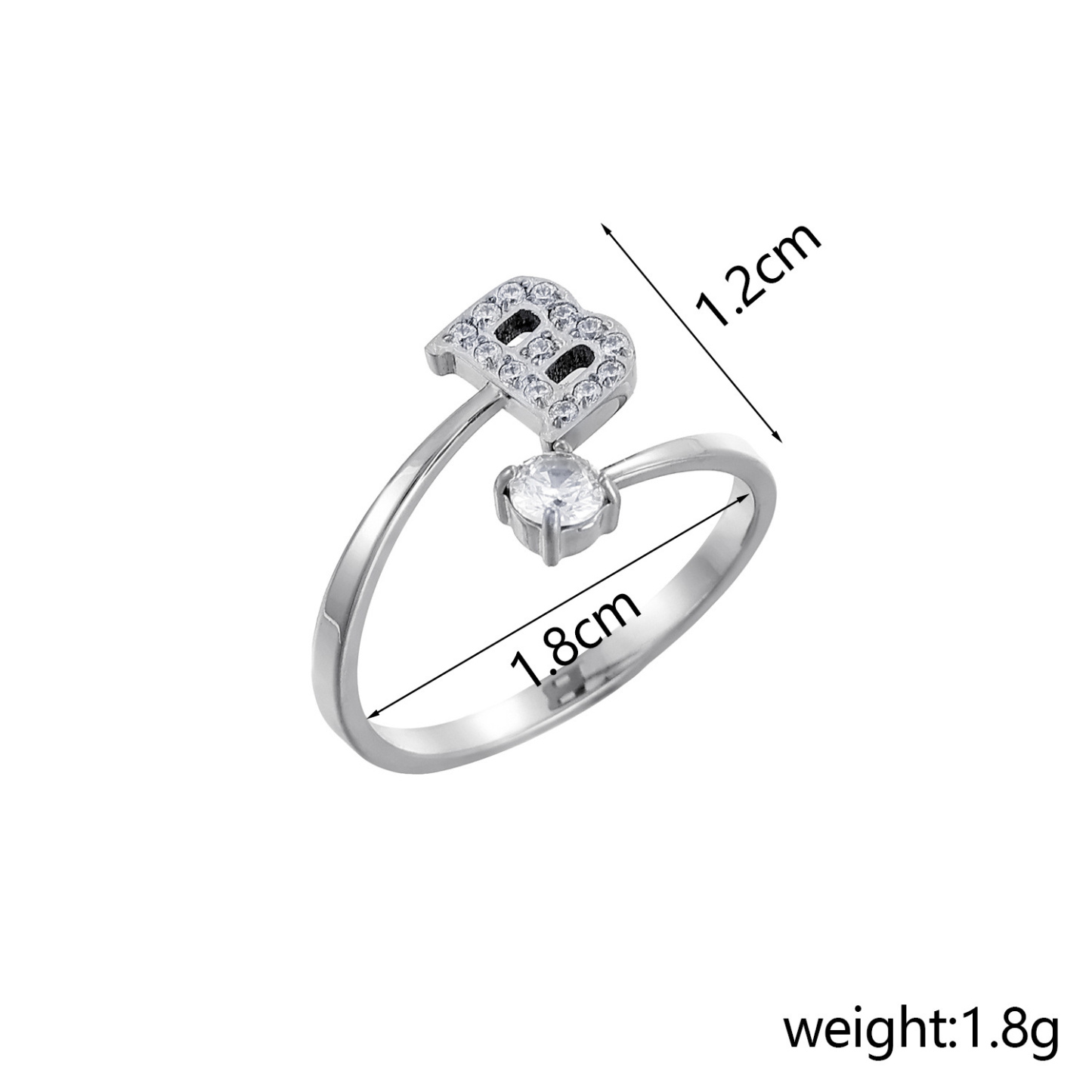 Dainty Initial Ring Adjustable Open Alphabet Letter Ring Cubic Zirconia Personalized Stackable Ring Gold/Silver Plated Women's Jewelry Gift