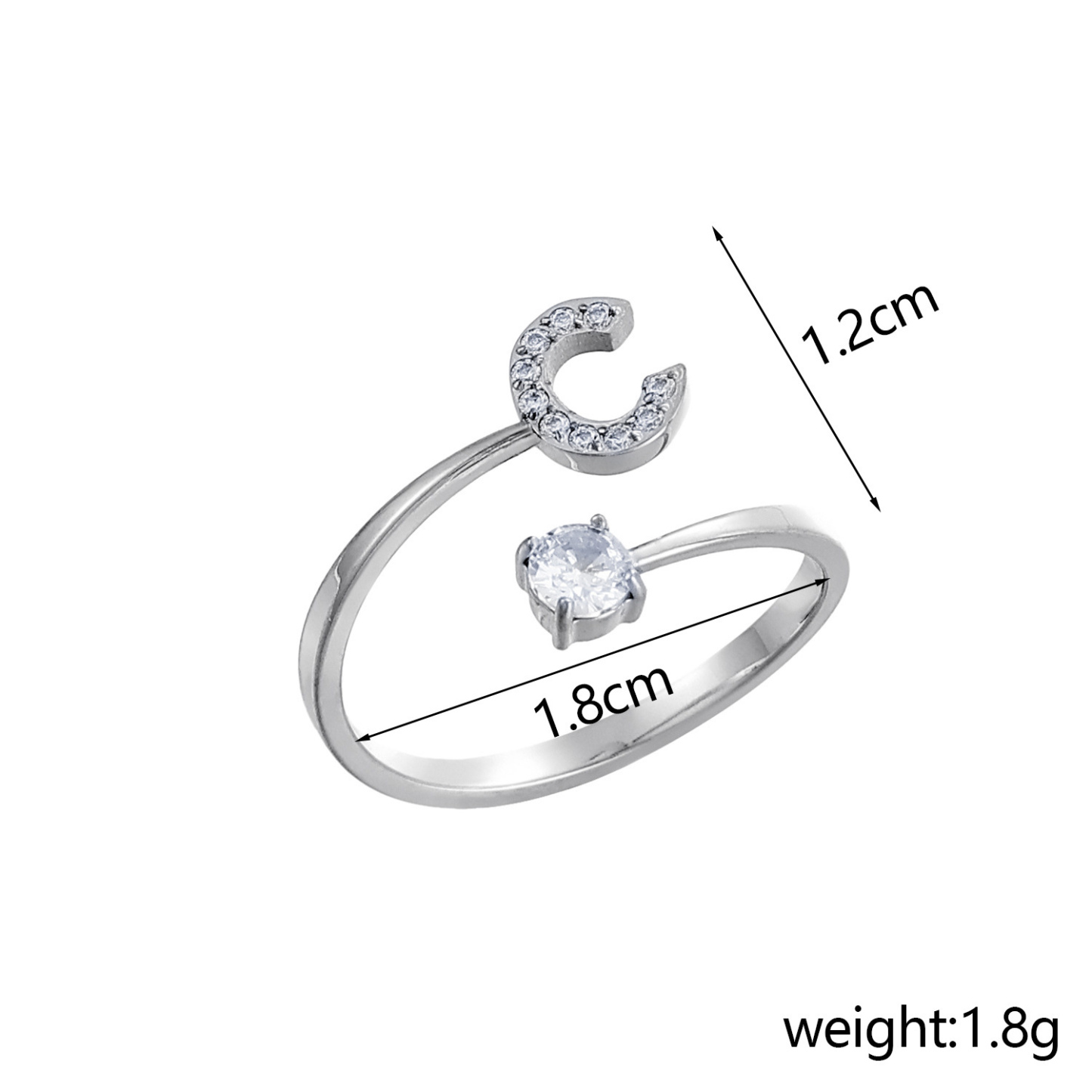 Dainty Initial Ring Adjustable Open Alphabet Letter Ring Cubic Zirconia Personalized Stackable Ring Gold/Silver Plated Women's Jewelry Gift