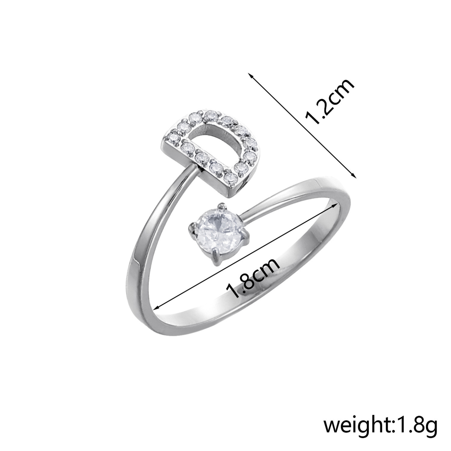 Dainty Initial Ring Adjustable Open Alphabet Letter Ring Cubic Zirconia Personalized Stackable Ring Gold/Silver Plated Women's Jewelry Gift