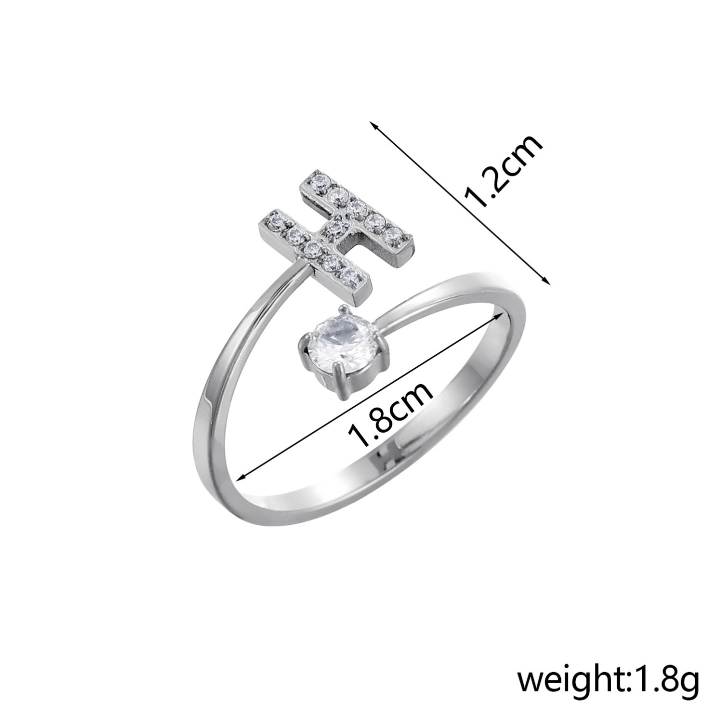 Dainty Initial Ring Adjustable Open Alphabet Letter Ring Cubic Zirconia Personalized Stackable Ring Gold/Silver Plated Women's Jewelry Gift