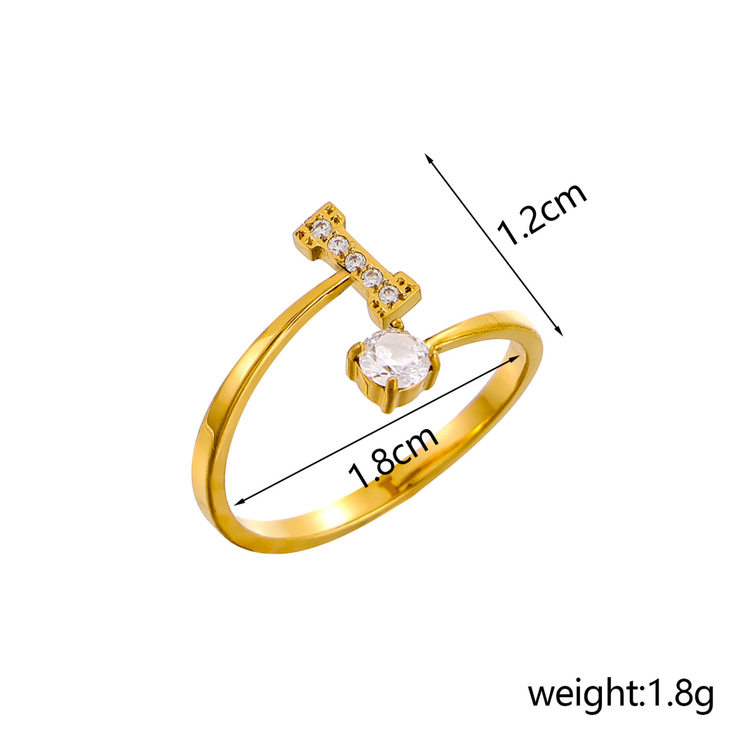 Dainty Initial Ring Adjustable Open Alphabet Letter Ring Cubic Zirconia Personalized Stackable Ring Gold/Silver Plated Women's Jewelry Gift
