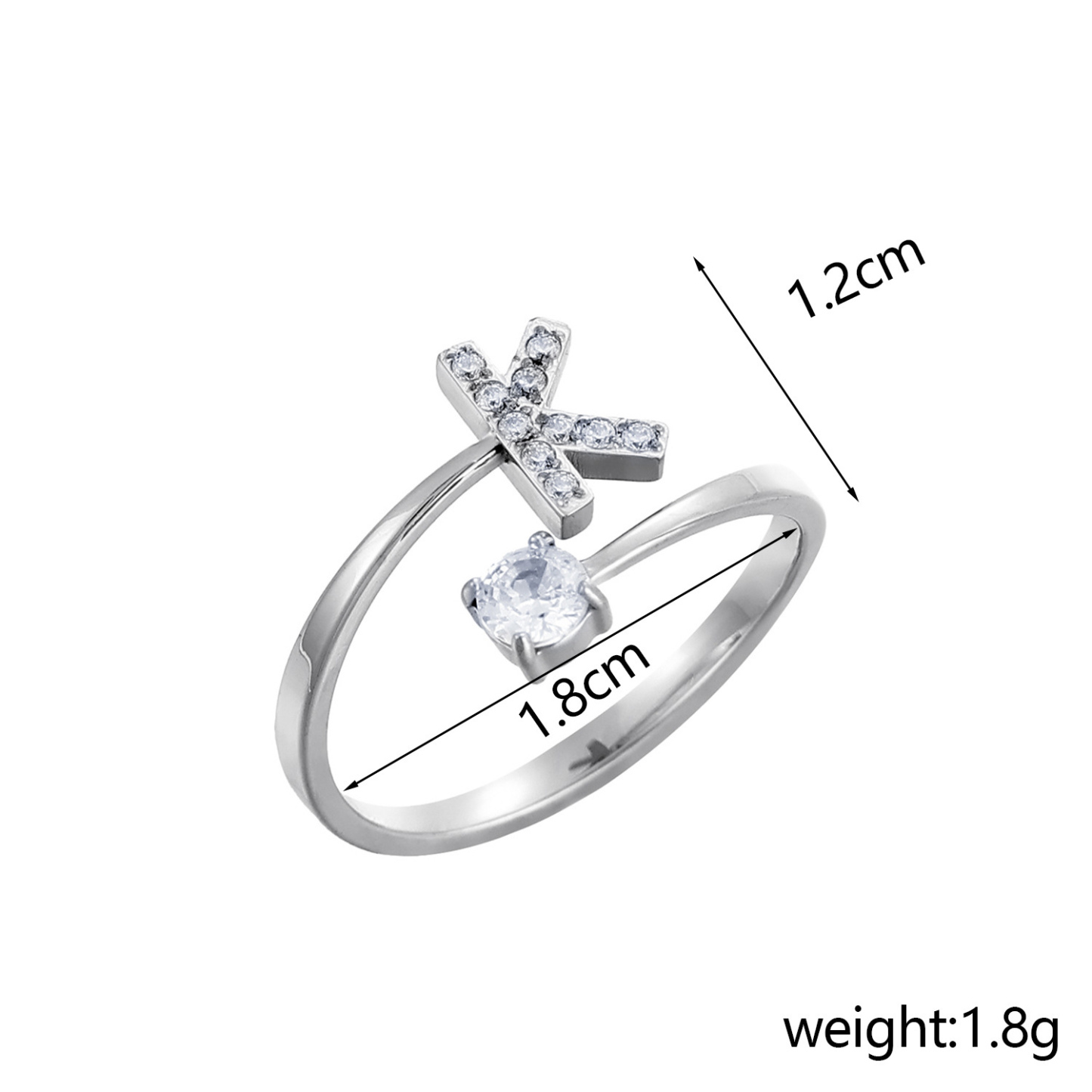 Dainty Initial Ring Adjustable Open Alphabet Letter Ring Cubic Zirconia Personalized Stackable Ring Gold/Silver Plated Women's Jewelry Gift