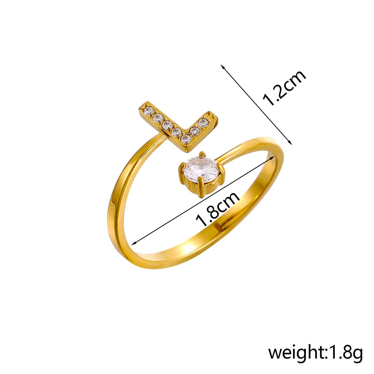 Dainty Initial Ring Adjustable Open Alphabet Letter Ring Cubic Zirconia Personalized Stackable Ring Gold/Silver Plated Women's Jewelry Gift