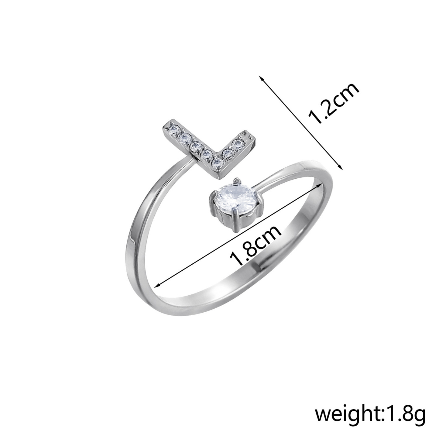 Dainty Initial Ring Adjustable Open Alphabet Letter Ring Cubic Zirconia Personalized Stackable Ring Gold/Silver Plated Women's Jewelry Gift