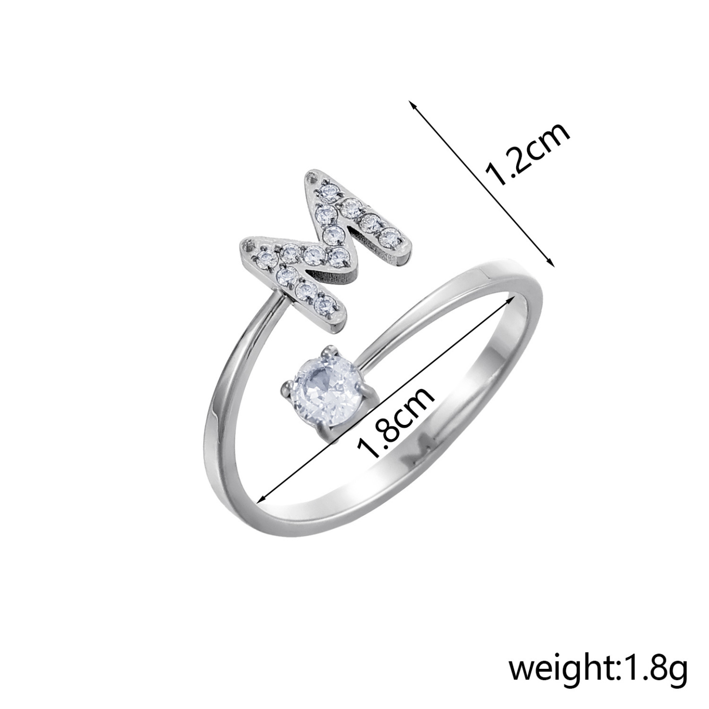 Dainty Initial Ring Adjustable Open Alphabet Letter Ring Cubic Zirconia Personalized Stackable Ring Gold/Silver Plated Women's Jewelry Gift