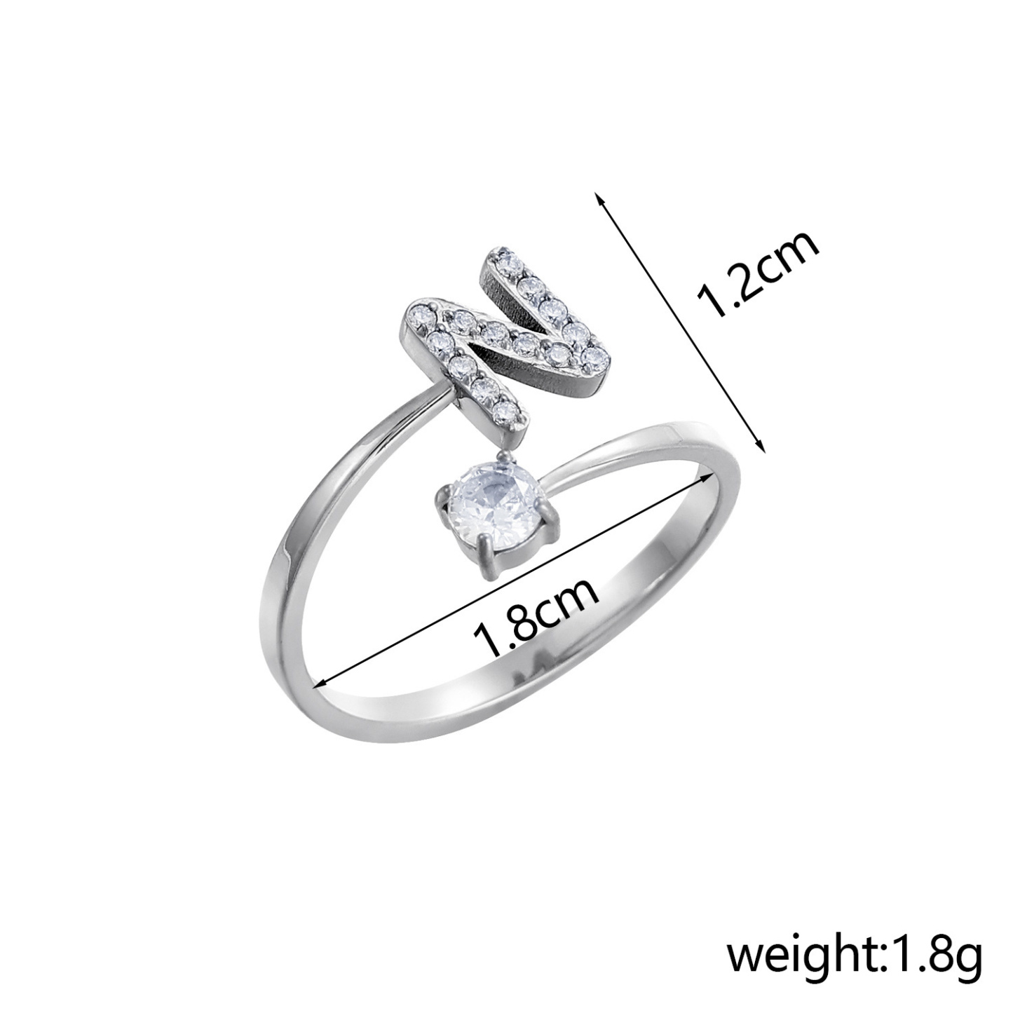 Dainty Initial Ring Adjustable Open Alphabet Letter Ring Cubic Zirconia Personalized Stackable Ring Gold/Silver Plated Women's Jewelry Gift