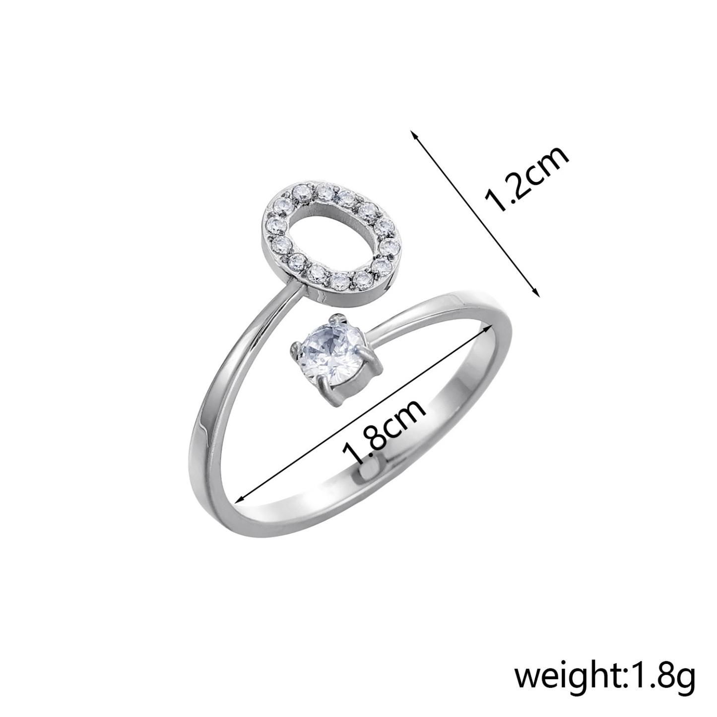 Dainty Initial Ring Adjustable Open Alphabet Letter Ring Cubic Zirconia Personalized Stackable Ring Gold/Silver Plated Women's Jewelry Gift