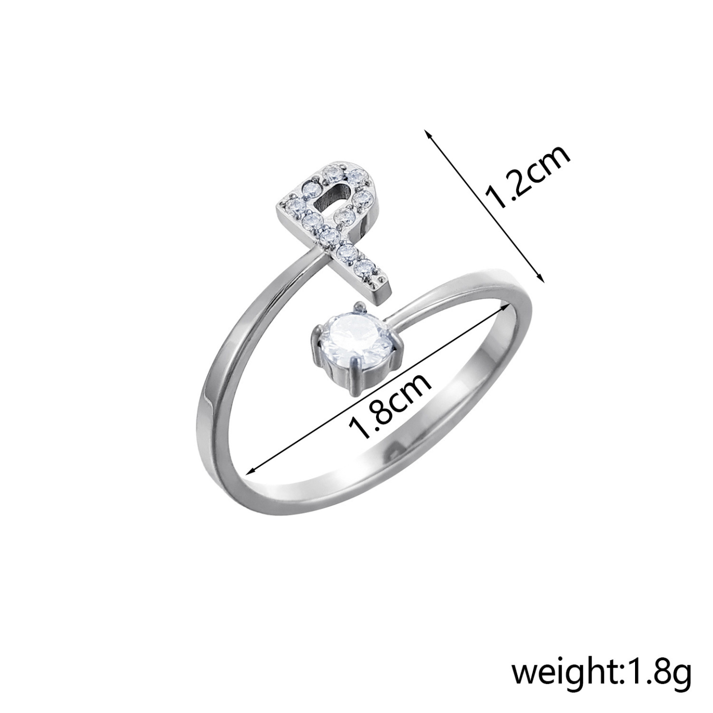Dainty Initial Ring Adjustable Open Alphabet Letter Ring Cubic Zirconia Personalized Stackable Ring Gold/Silver Plated Women's Jewelry Gift