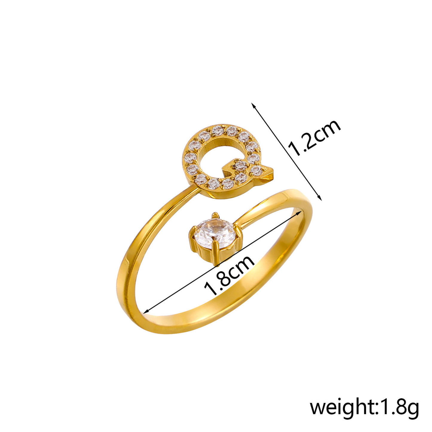 Dainty Initial Ring Adjustable Open Alphabet Letter Ring Cubic Zirconia Personalized Stackable Ring Gold/Silver Plated Women's Jewelry Gift