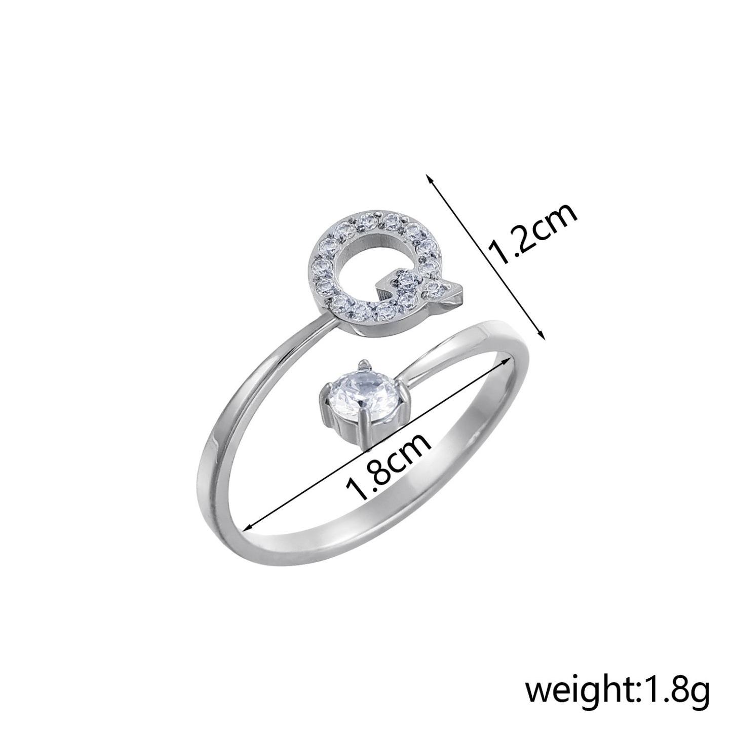 Dainty Initial Ring Adjustable Open Alphabet Letter Ring Cubic Zirconia Personalized Stackable Ring Gold/Silver Plated Women's Jewelry Gift