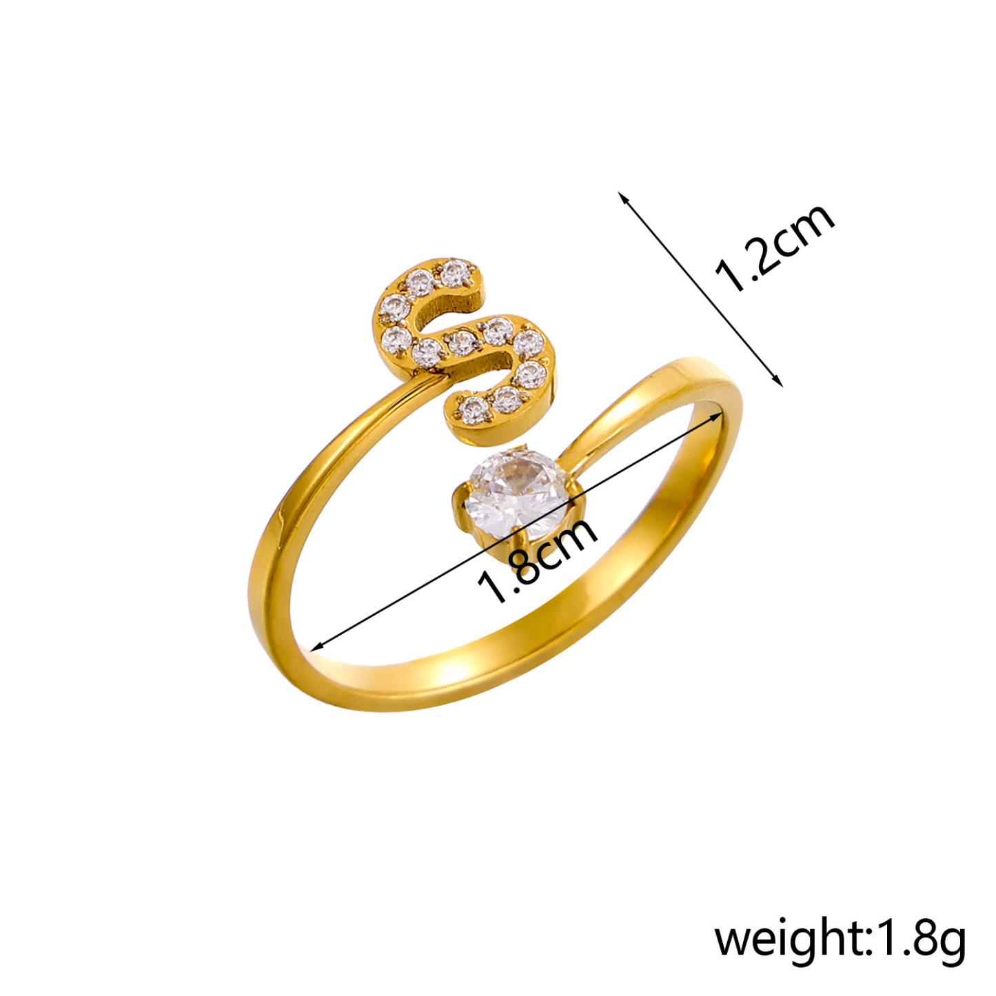 Dainty Initial Ring Adjustable Open Alphabet Letter Ring Cubic Zirconia Personalized Stackable Ring Gold/Silver Plated Women's Jewelry Gift