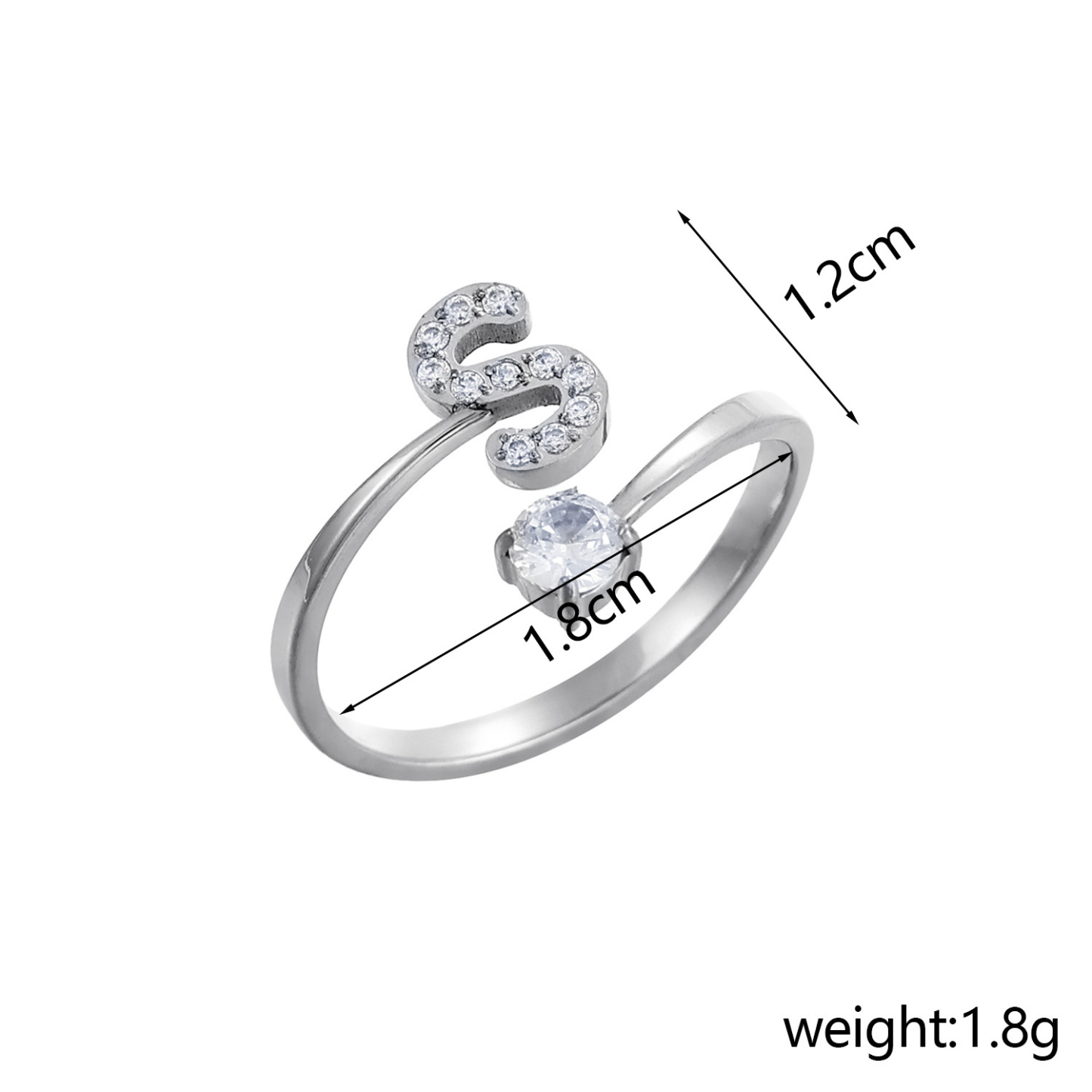 Dainty Initial Ring Adjustable Open Alphabet Letter Ring Cubic Zirconia Personalized Stackable Ring Gold/Silver Plated Women's Jewelry Gift