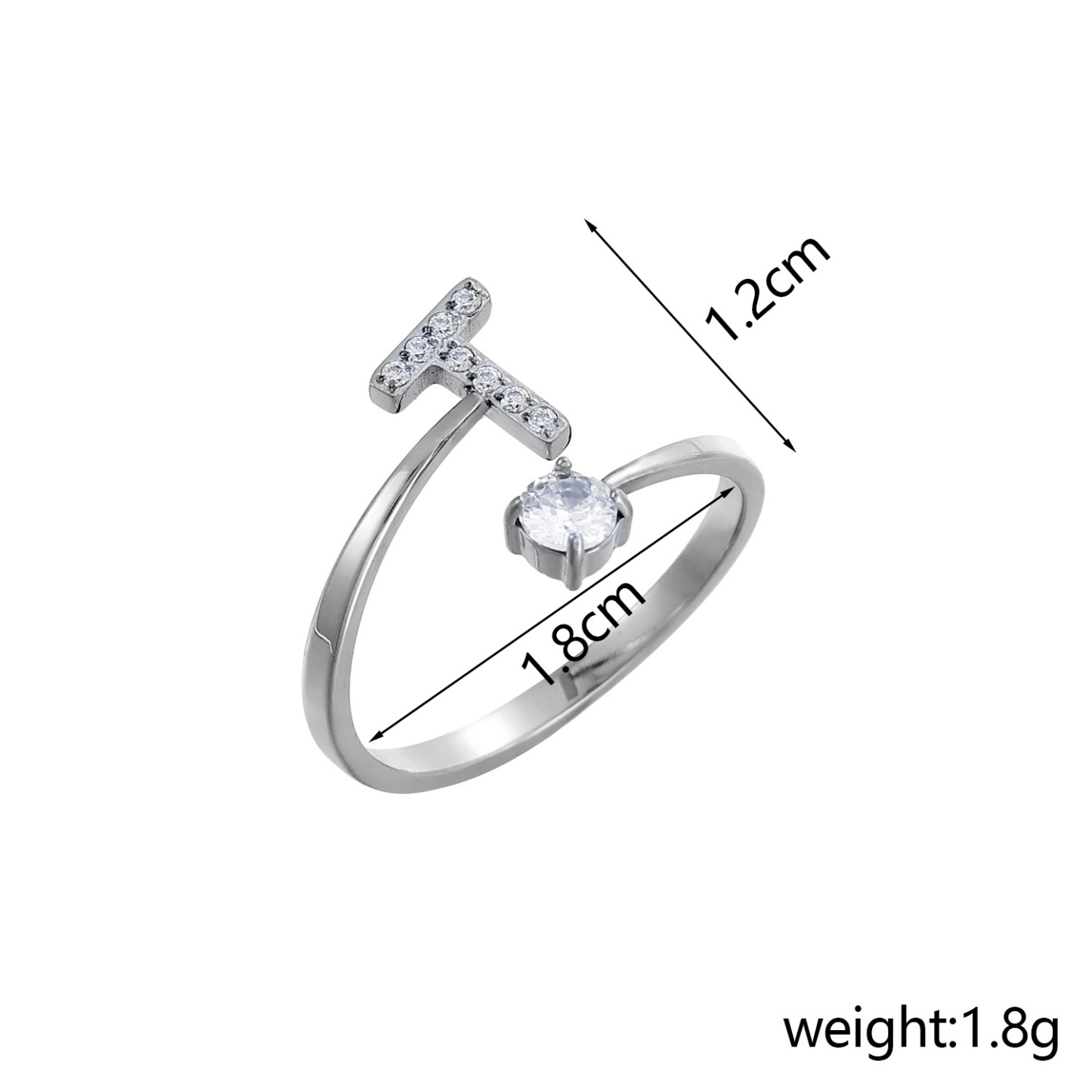 Dainty Initial Ring Adjustable Open Alphabet Letter Ring Cubic Zirconia Personalized Stackable Ring Gold/Silver Plated Women's Jewelry Gift