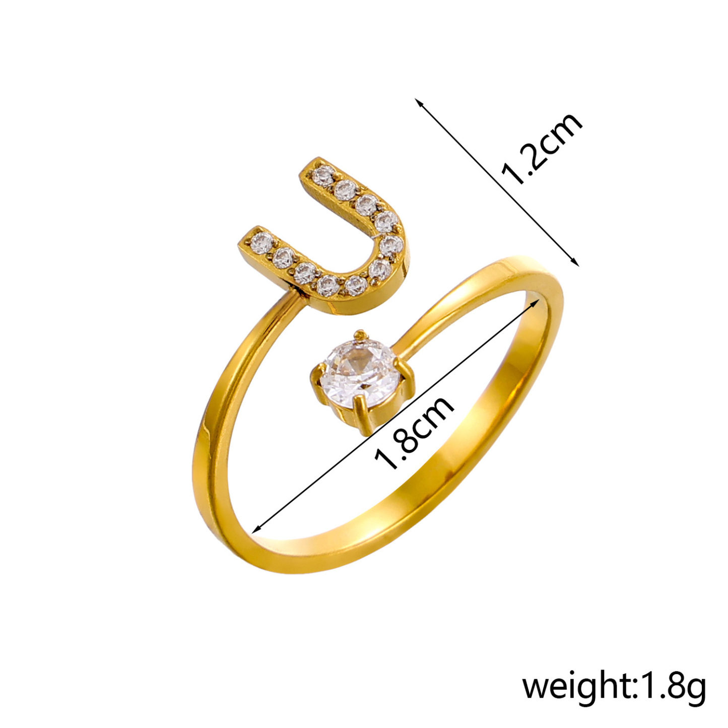Dainty Initial Ring Adjustable Open Alphabet Letter Ring Cubic Zirconia Personalized Stackable Ring Gold/Silver Plated Women's Jewelry Gift