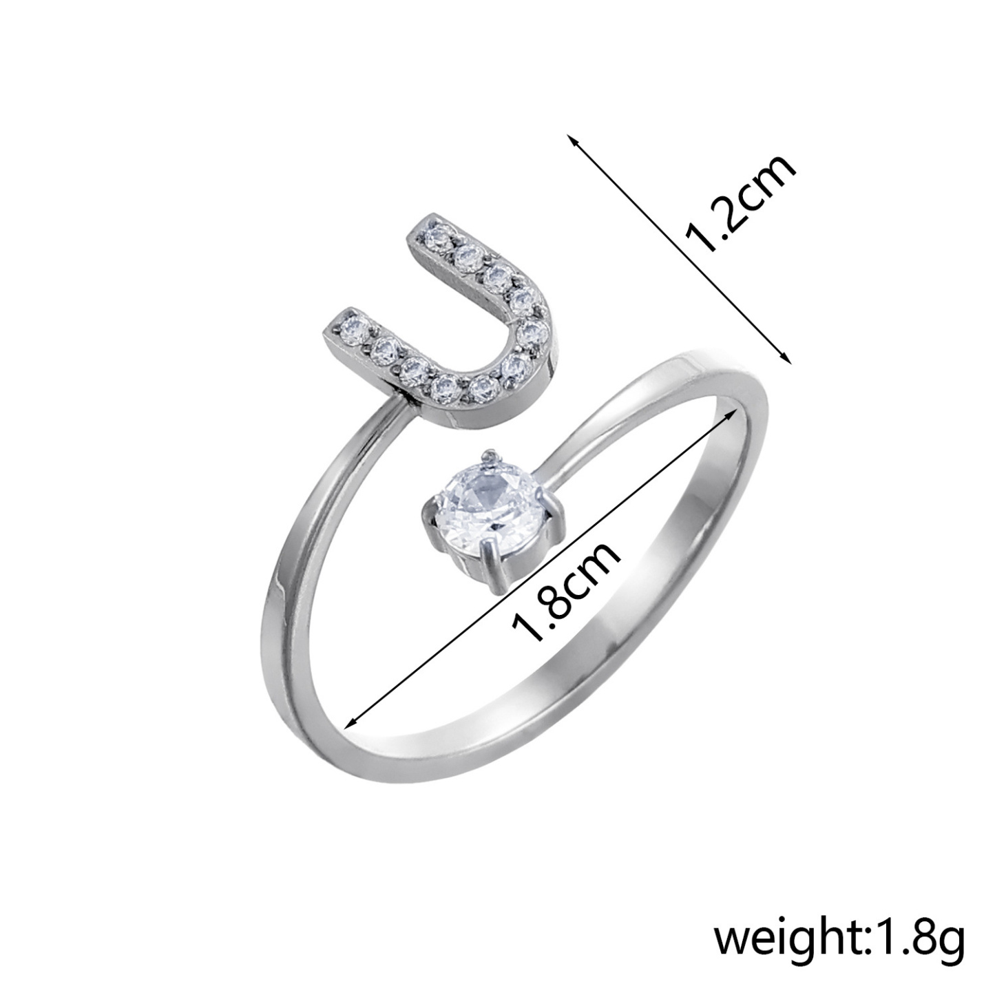 Dainty Initial Ring Adjustable Open Alphabet Letter Ring Cubic Zirconia Personalized Stackable Ring Gold/Silver Plated Women's Jewelry Gift