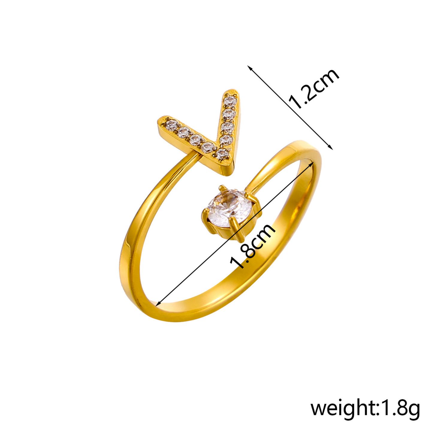 Dainty Initial Ring Adjustable Open Alphabet Letter Ring Cubic Zirconia Personalized Stackable Ring Gold/Silver Plated Women's Jewelry Gift