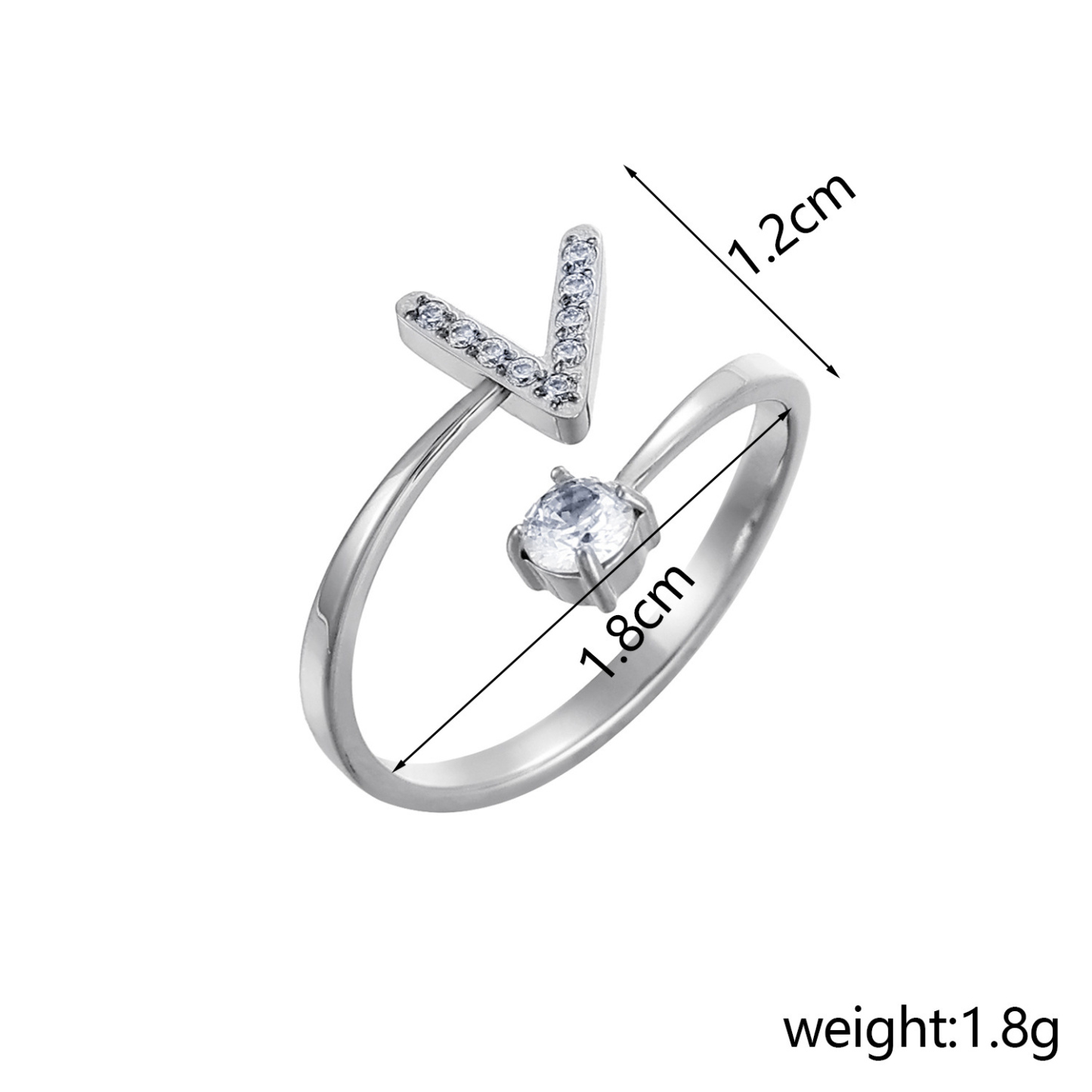 Dainty Initial Ring Adjustable Open Alphabet Letter Ring Cubic Zirconia Personalized Stackable Ring Gold/Silver Plated Women's Jewelry Gift