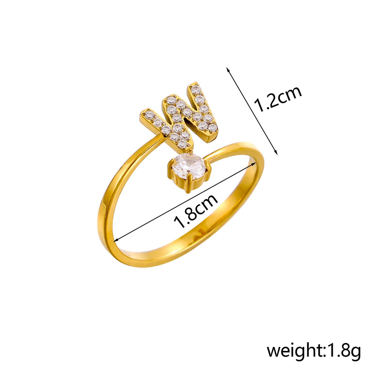 Dainty Initial Ring Adjustable Open Alphabet Letter Ring Cubic Zirconia Personalized Stackable Ring Gold/Silver Plated Women's Jewelry Gift