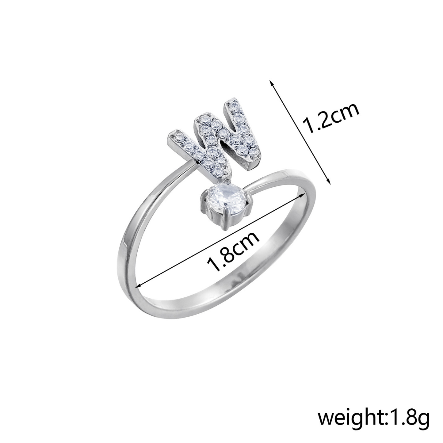 Dainty Initial Ring Adjustable Open Alphabet Letter Ring Cubic Zirconia Personalized Stackable Ring Gold/Silver Plated Women's Jewelry Gift