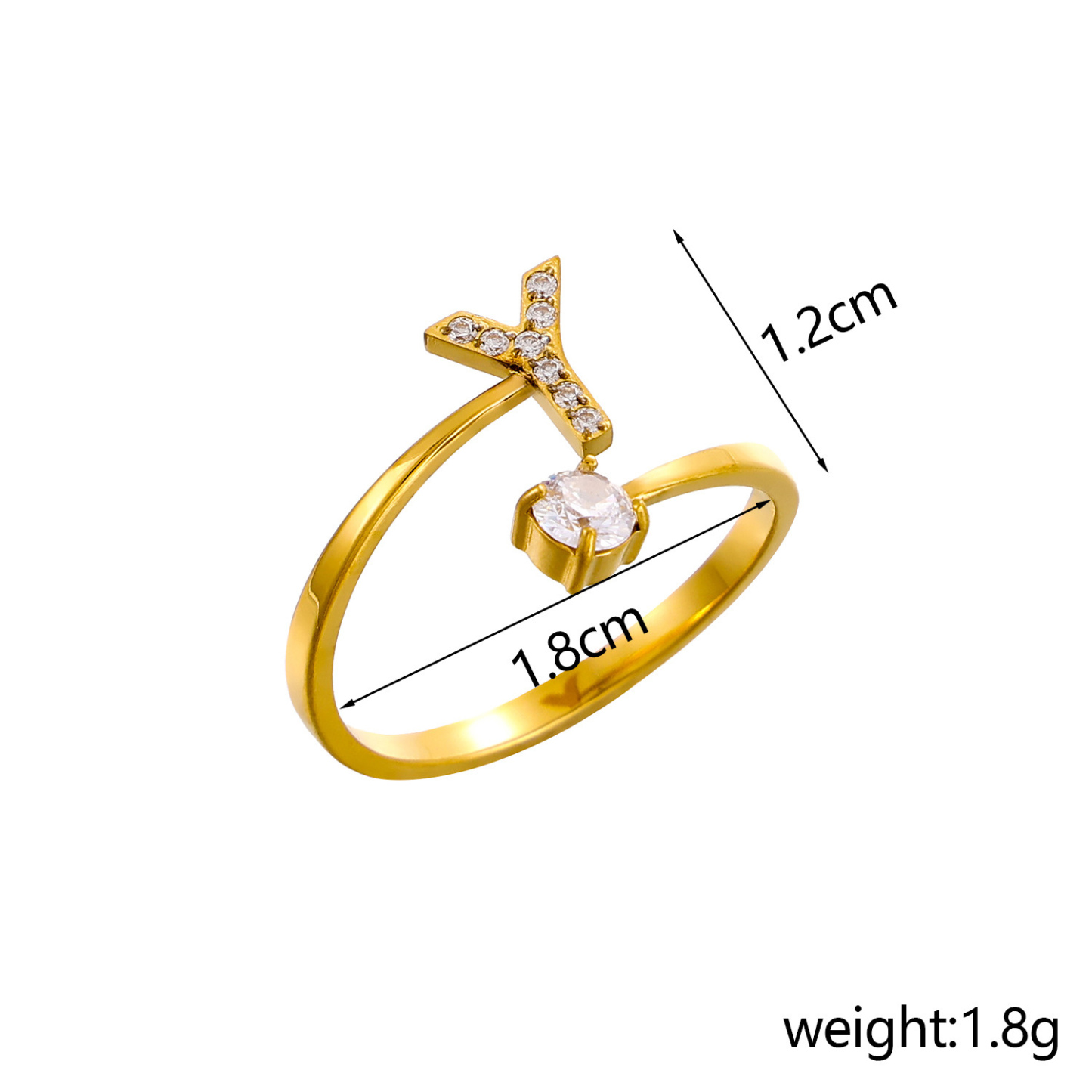 Dainty Initial Ring Adjustable Open Alphabet Letter Ring Cubic Zirconia Personalized Stackable Ring Gold/Silver Plated Women's Jewelry Gift