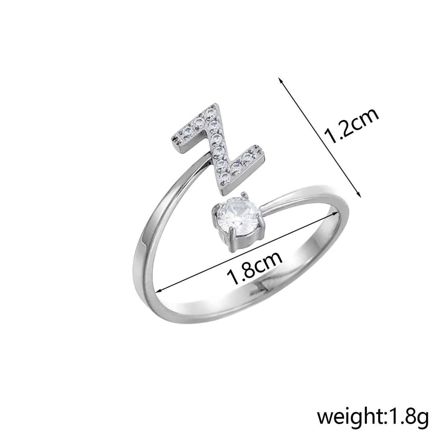 Dainty Initial Ring Adjustable Open Alphabet Letter Ring Cubic Zirconia Personalized Stackable Ring Gold/Silver Plated Women's Jewelry Gift