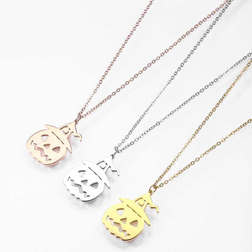 Halloween Necklace Pumpkin Skull Necklace Pumpkin Jewelry Halloween Gifts - Giftlab