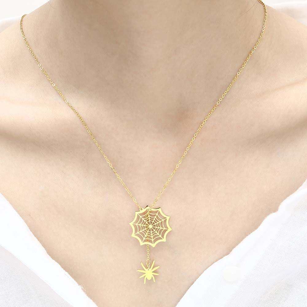 Halloween Necklace Spider Web Necklace Scary Spider Jewelry Halloween Gifts - Giftlab