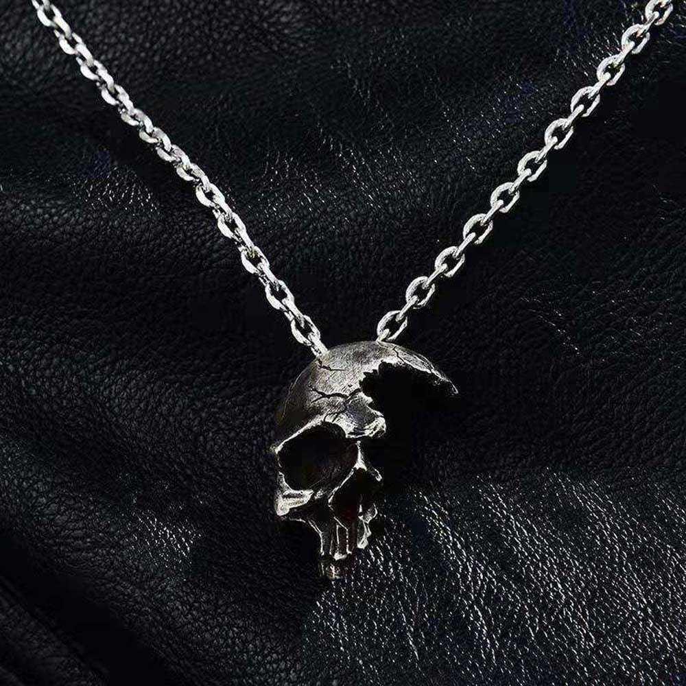 Halloween Necklace Half Face Skull Pendant Necklace Halloween Gifts - Giftlab