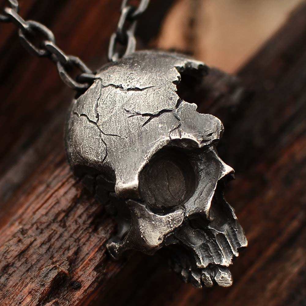 Halloween Necklace Half Face Skull Pendant Necklace Halloween Gifts - Giftlab
