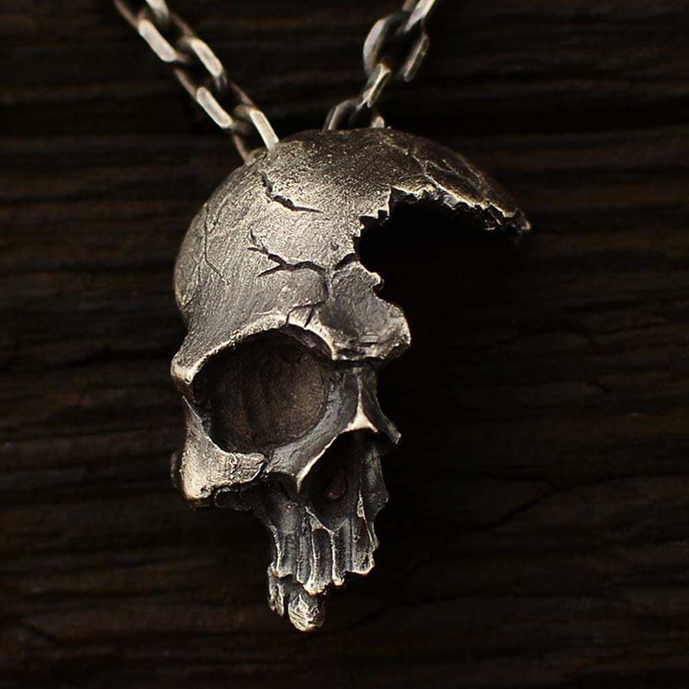 Halloween Necklace Half Face Skull Pendant Necklace Halloween Gifts - Giftlab