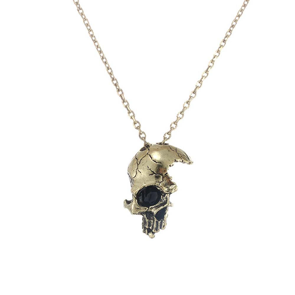 Halloween Necklace Half Face Skull Pendant Necklace Halloween Gift - NameNecklace