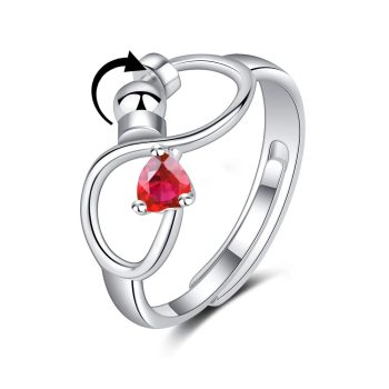 Fidget Anxiety Adjustable Rotating Ring for Women Girls with 12 Birthstone Jewelry for Birthday Gift - NameNecklace