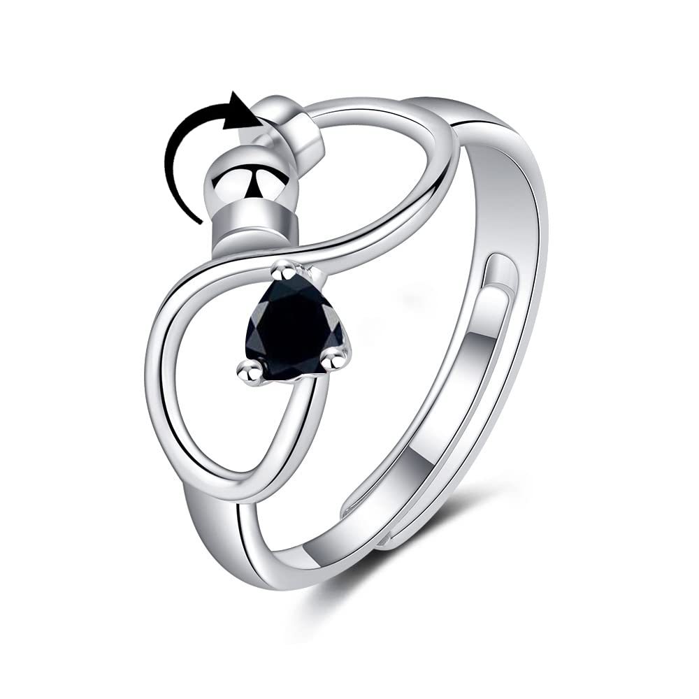 Fidget Anxiety Adjustable Rotating Ring for Women Girls with 12 Birthstone Jewelry for Birthday Gift - NameNecklace