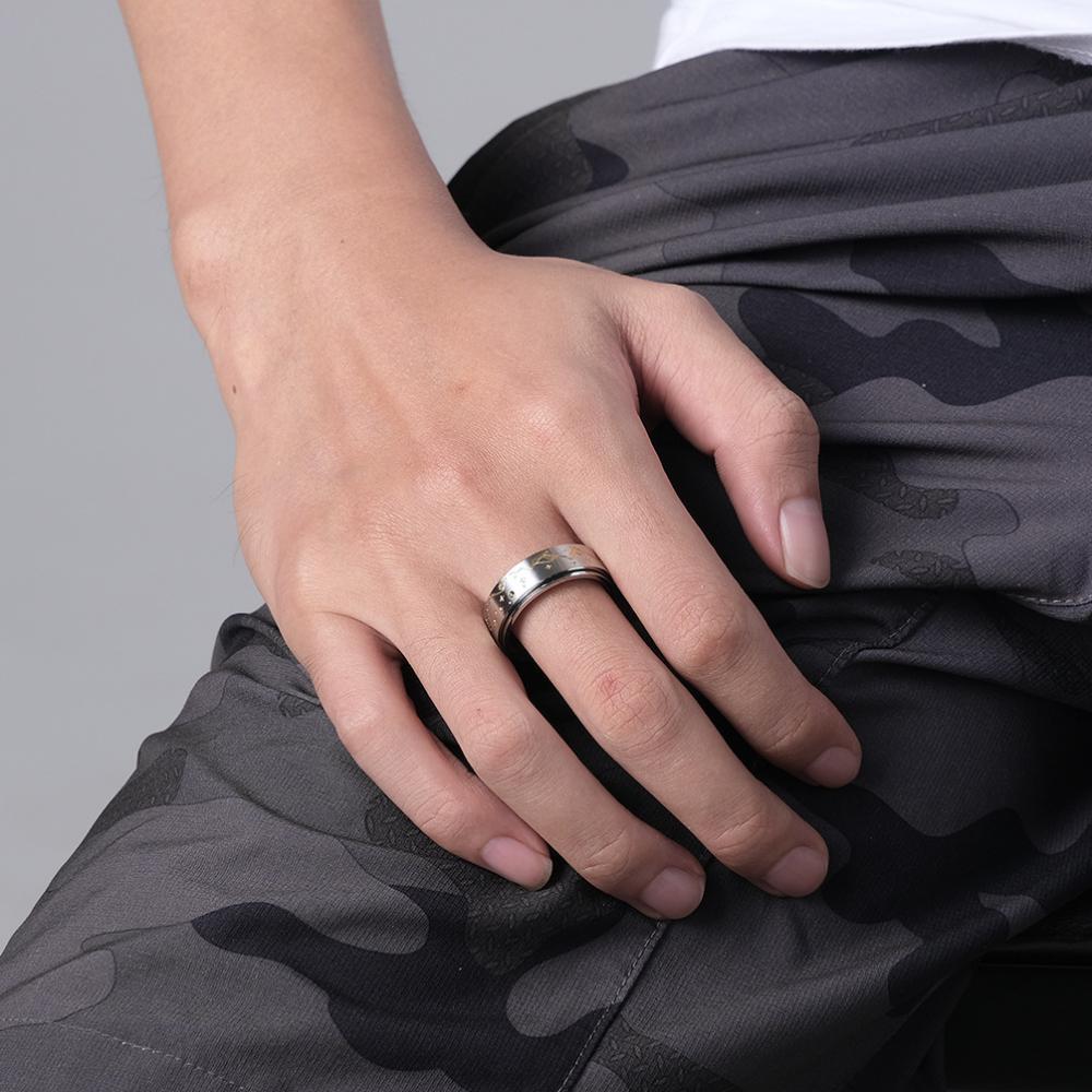 Spinner Ring Relieving Anxiety Stainless Steel Moon Star Rotating Ring Jewelry Gifts - NameNecklace