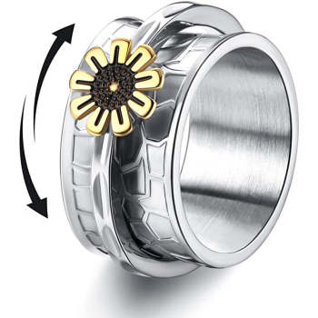 Fidget Anxiety Rings Daisy Spinner Ring Jewelry Gifts for Women - NameNecklace