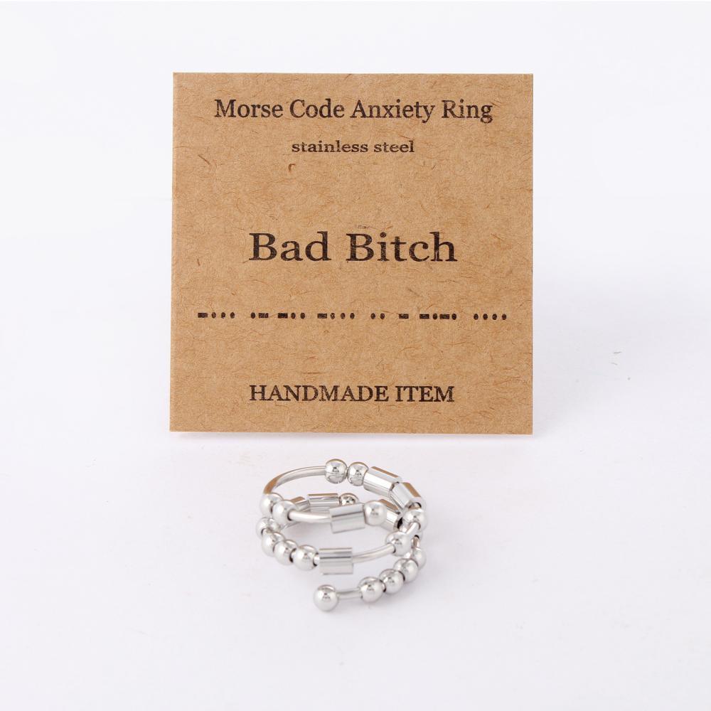 Morse Code Anxiety Spinner Ring Relieving Anxiety Ring Jewelry Gifts for Women Men - NameNecklace