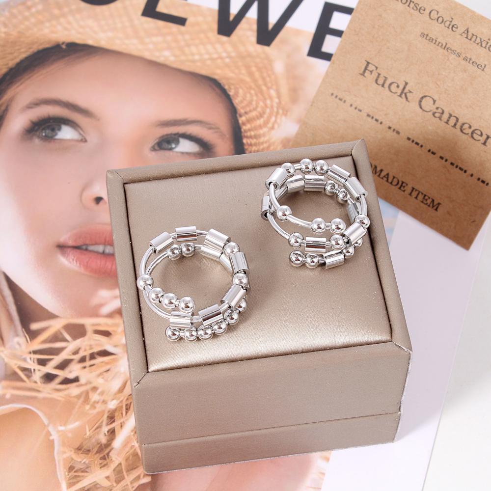 Morse Code Anxiety Spinner Ring Relieving Anxiety Ring Jewelry Gifts for Women Men - NameNecklace
