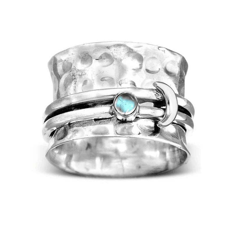 Fidget Anxiety Relief Rings Moon Spinner Ring Jewelry Gifts for Women Girls - NameNecklace