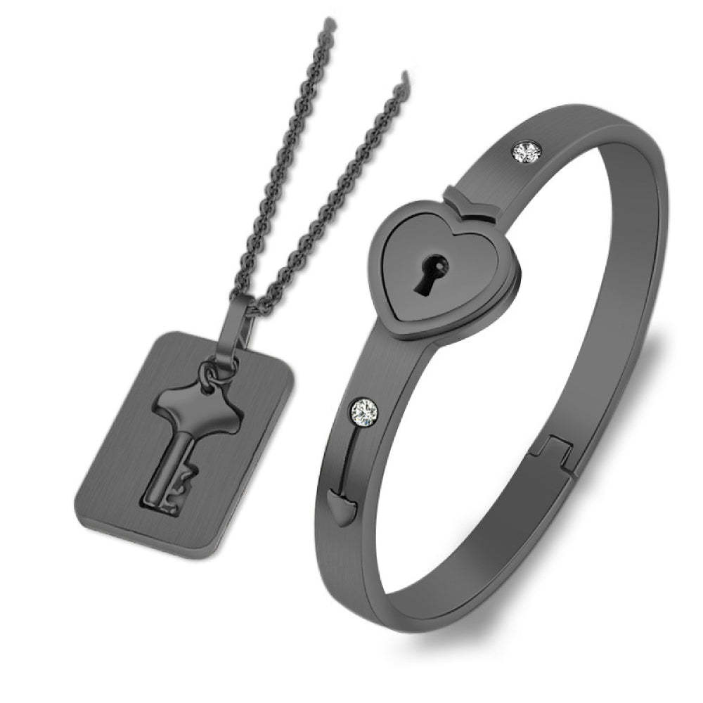 Necklace Bracelet Set Key Lock Love Jewelry Gifts For Couples - NameNecklace