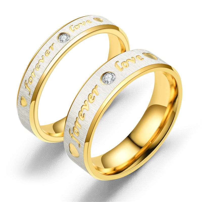 Matching Promise Rings Couple Stainless Steel Ring Jewelry Gift for Lovers - NameNecklace